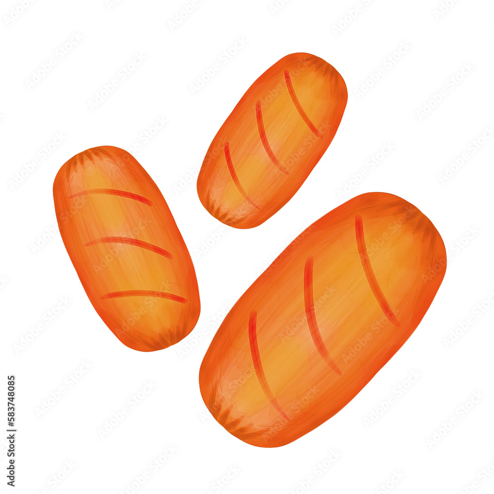 Cute hotdogs breakfast stationary sticker oil painting Cute hotdogs breakfast stationary sticker oil painting