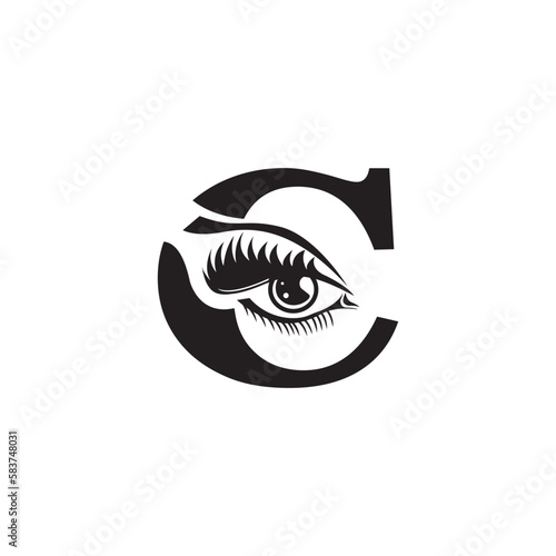 letter C logo template eye cosmetic design vector illustration