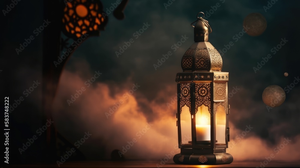 A lantern with the words ramadan on it Generative AI A lantern with the words ramadan on it Generative AI