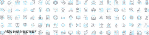 Digital economy business vector line icons set. Digital, Economy, Business, eCommerce, Online, Technology, Services illustration outline concept symbols and signs