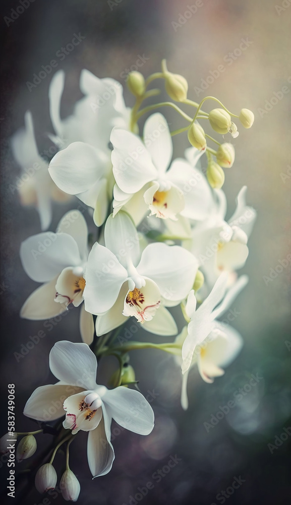 Fresh spring white orchid blooming with blur background Fresh spring white orchid blooming with blur background