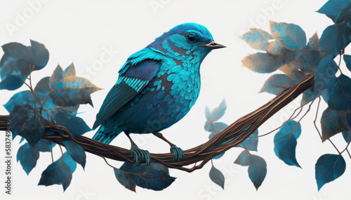 Blue bird on a branch, Generative Ai .Generative AI. © ALIF
