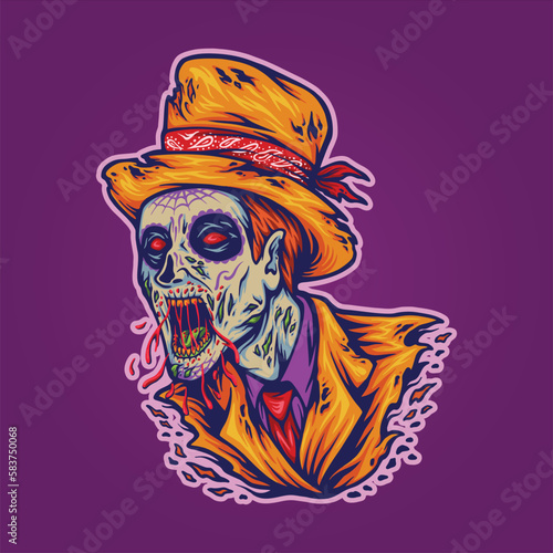 Spooky monster head krueger face logo cartoon vector illustrations for your work logo, merchandise t-shirt, stickers and label designs, poster, greeting cards advertising business company or brands photo