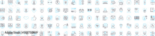Chat marketing vector line icons set. Chat, Marketing, Automation, Engagement, Social, Strategy, Chatbot illustration outline concept symbols and signs