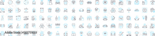 Ecology technologies vector line icons set. Ecosphere, Biosphere, Ecosystem, Conservation, Sustainable, Recycling, Renewables illustration outline concept symbols and signs