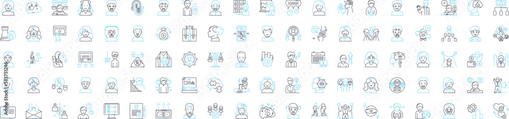 Emotional intellegence vector line icons set. Self-awareness, Empathy, Interpersonal, Awareness, Perspective, Sensitivity, Skill illustration outline concept symbols and signs