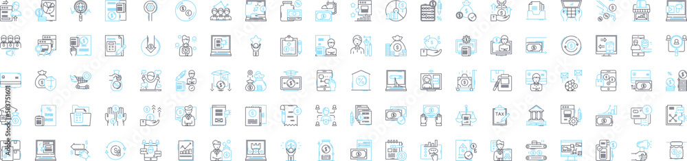 Market analysis vector line icons set. Market, Analysis, Trends, Research, Consumers, Share, Investing illustration outline concept symbols and signs