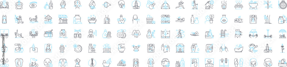 Spa and wellness vector line icons set. Spa, Wellness, Relaxation, Beauty, Therapy, Massage, Hot Stone illustration outline concept symbols and signs