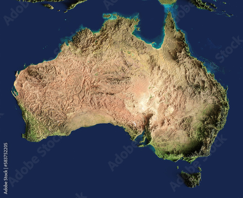 Wallpaper Mural 3d illustration of a highly detailed map of Australia. Elements of this image furnished by NASA. Torontodigital.ca