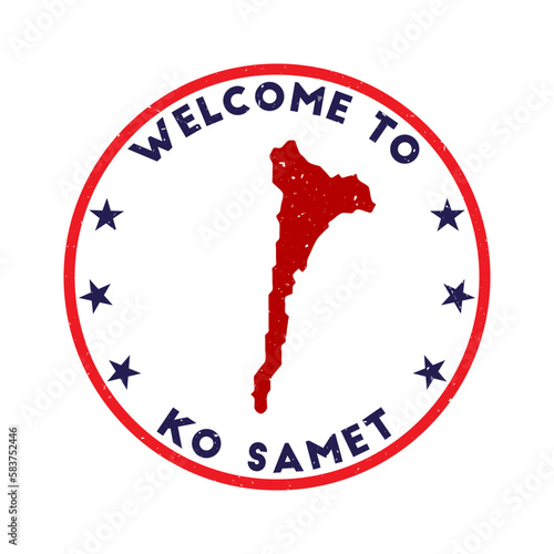 Welcome to Ko Samet stamp. Grunge island round stamp with texture in Azulado color theme. Vintage style geometric Ko Samet seal. Authentic vector illustration.