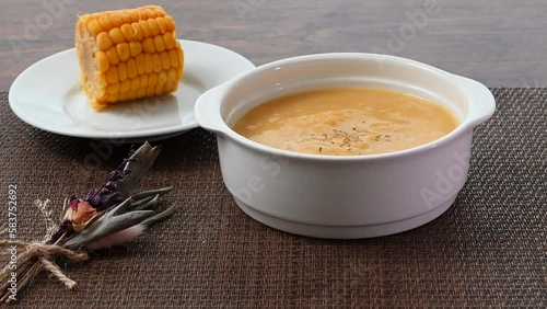 Spoon the creamy corn potage