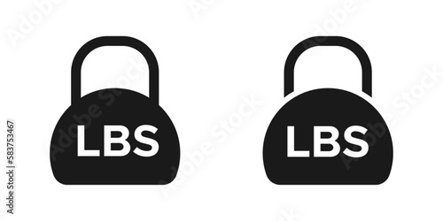 Lb, Lbs weight mass black simple flat icons
