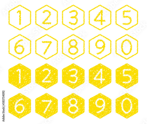 クレヨン素材　手描きの数字アイコンセット