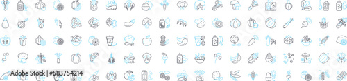Natural food vector line icons set. Organic, Whole, Unprocessed, Fresh, Plant-based, Local, Vegan illustration outline concept symbols and signs