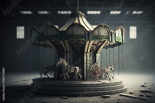 Old Worn Merry Go Round in an abandoned playground