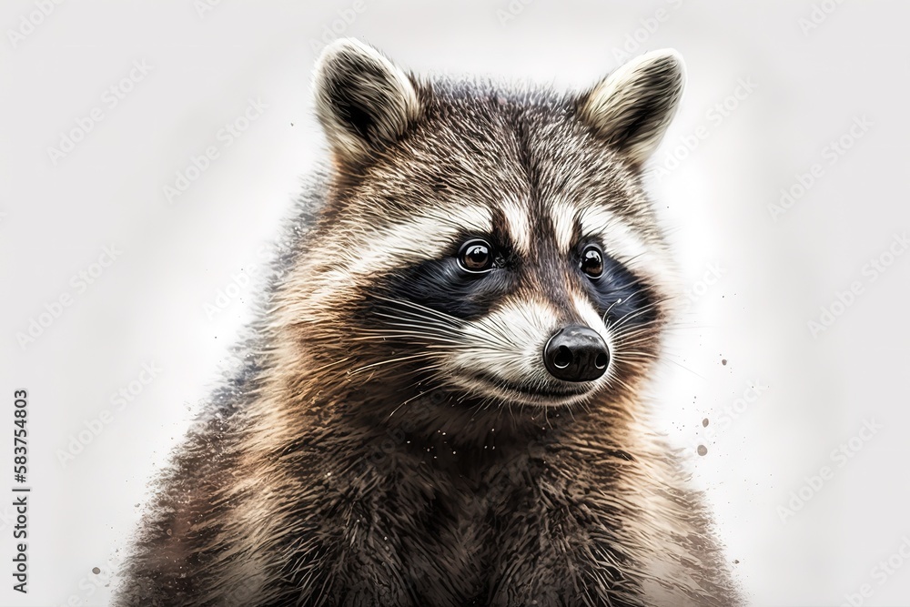 Portrait of a cute funny raccoon, closeup, isolated on a white background Portrait of a cute funny raccoon, closeup, isolated on a white background