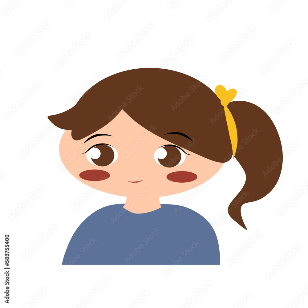 Cute girl avatar.cartoon character.smiling face Cute girl avatar.cartoon character.smiling face