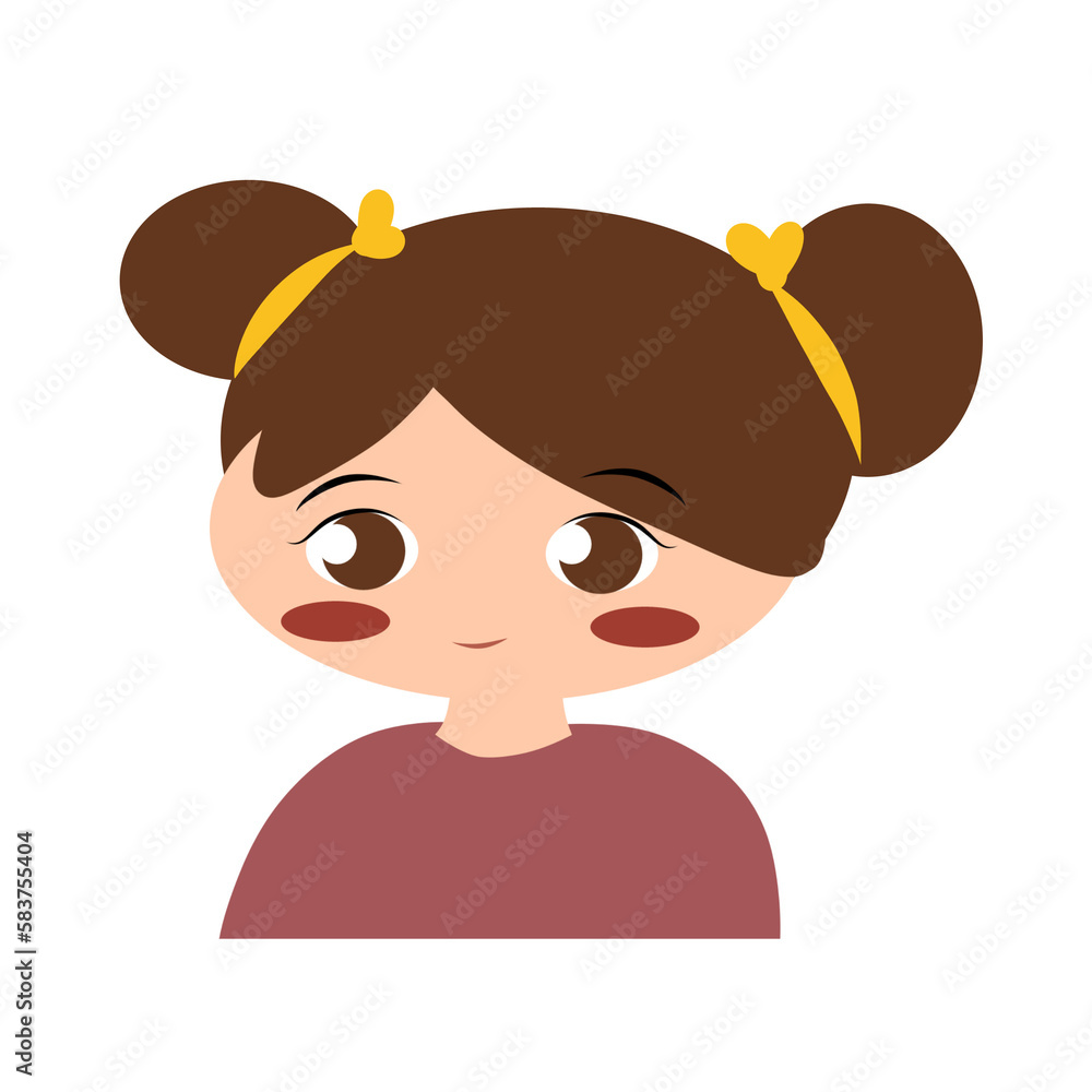 Cute girl avatar.cartoon character.smiling face Cute girl avatar.cartoon character.smiling face