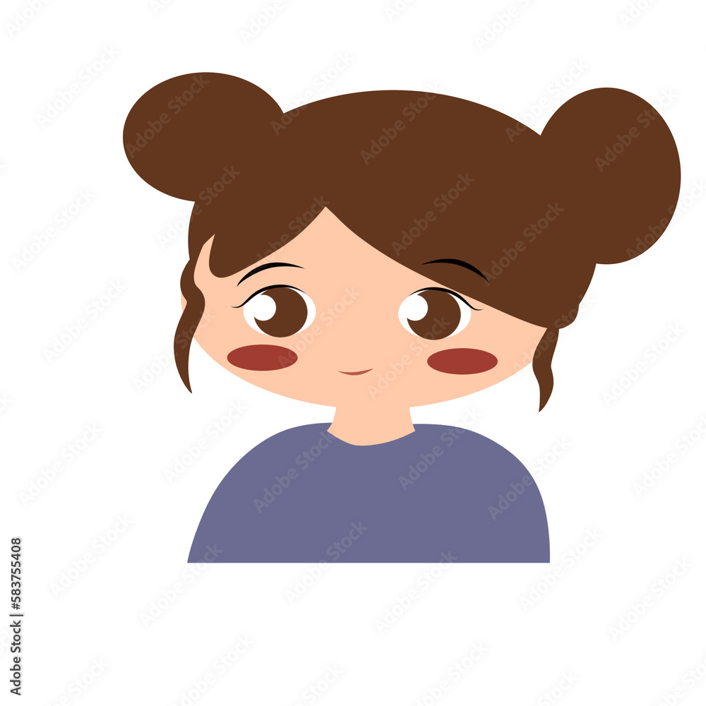 Cute girl avatar.cartoon character.smiling face Cute girl avatar.cartoon character.smiling face