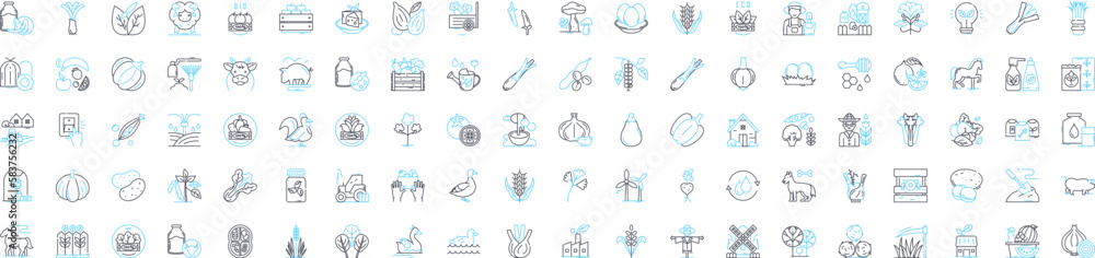 Eco farming vector line icons set. Eco-farming, Sustainable, Organic ...