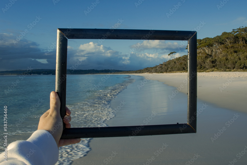 framed photo of the beach hyams beach nsw sydney