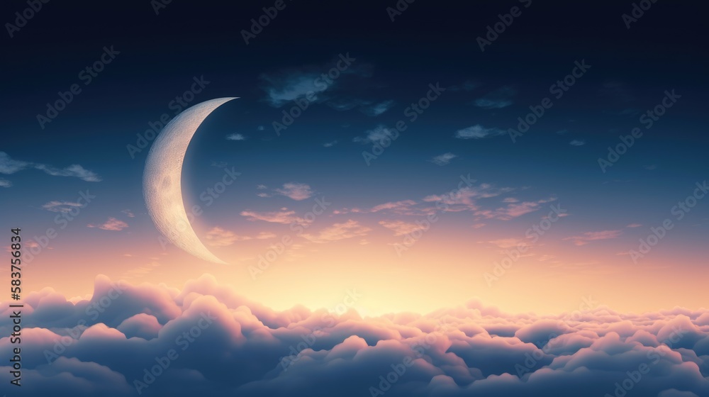 Moon in the sky with clouds Generative AI Moon in the sky with clouds Generative AI