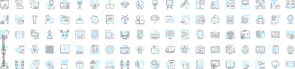 Design management vector line icons set. Design, Management, Planning, Strategy, Innovation, Creative, Process illustration outline concept symbols and signs Design management vector line icons set. Design, Management, Planning, Strategy, Innovation, Creative, Process illustration outline concept symbols and signs