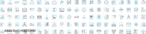 Remote business vector line icons set. Remote, Business, Teleworking, Telecommuting, Virtual, Remotely, Outsourcing illustration outline concept symbols and signs