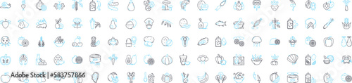 Eco food vector line icons set. Organic, Natural, Sustainable, Local, Environmentally-friendly, Eco-friendly, Vegetarian illustration outline concept symbols and signs