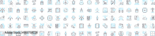 3d modeling vector line icons set. 3D, Modelling, Modeling, Designs, Rendering, Animation, Shapes illustration outline concept symbols and signs