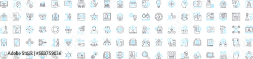 Digital marketing strategy vector line icons set. Digital, Marketing, Strategy, SEO, SEM, PPC, Content illustration outline concept symbols and signs