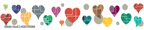 A colourful love hearts banner