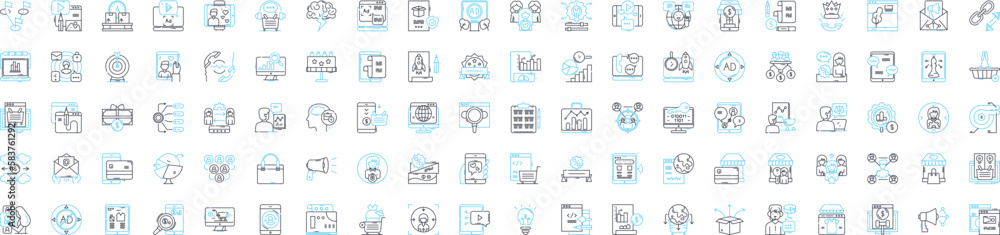Internet marketing agency vector line icons set. Internet, marketing, agency, SEO, Social, Media, PPC illustration outline concept symbols and signs Internet marketing agency vector line icons set. Internet, marketing, agency, SEO, Social, Media, PPC illustration outline concept symbols and signs