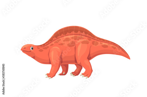 Cartoon lotosaurus dinosaur character. Isolated vector extinct genus of sail-backed poposauroid lived in the Late Middle Triassic period in China. Prehistoric reptile  ancient wildlife creature