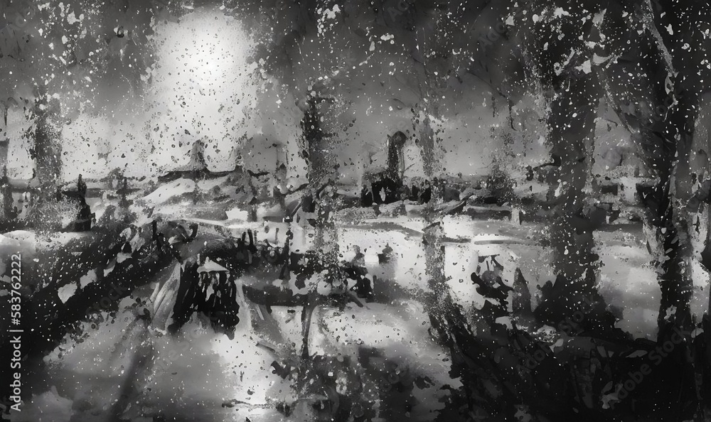 Fototapeta premium Black and White art, painting, Generative AI