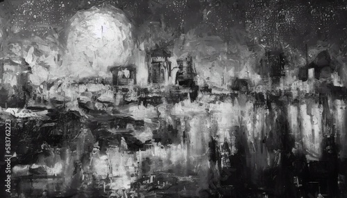 Black and White art, painting, Generative AI © Jakub
