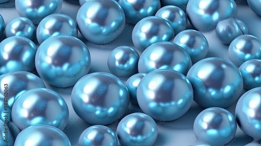 Pearlescent blue pearls, generative ai composite. Pearlescent blue pearls, generative ai composite.