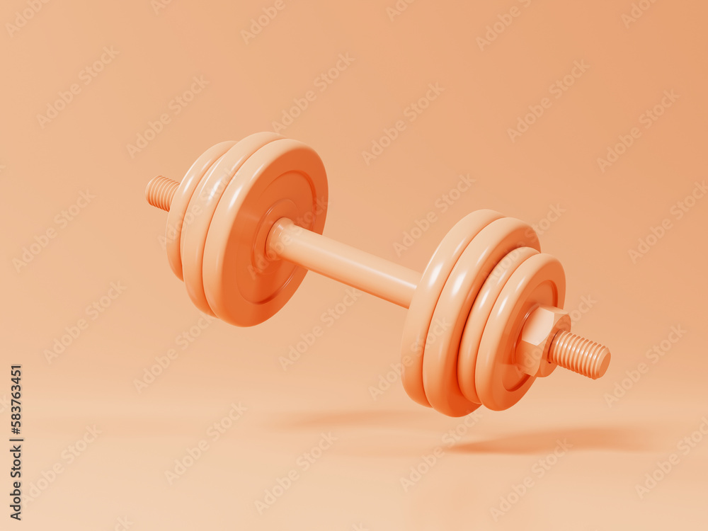 3d abstract dumbbell icon isolated on nude color background. 3d rendering of realistic fitness equipment. 3d icon illustration. 3d abstract dumbbell icon isolated on nude color background. 3d rendering of realistic fitness equipment. 3d icon illustration.
