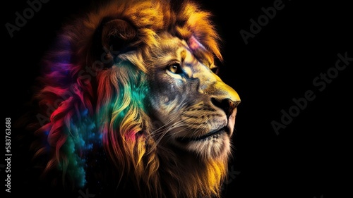 portrait of a lion.  Generative AI . © Rohit