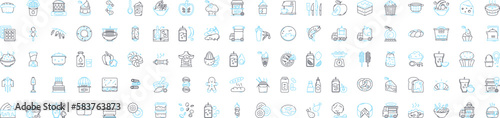Breakfast vector line icons set. Eggs, Toast, Oatmeal, Pancakes, Cereal, Bacon, Sausage illustration outline concept symbols and signs