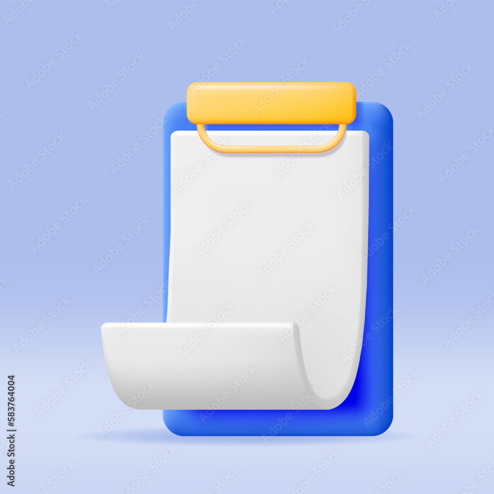 3D Clipboard with Empty Paper Sheet Isolated on White Background. Render Clip Board with White Paper Scroll. Office Stationery or Business Paperwork Concept. Vector Illustration 3D Clipboard with Empty Paper Sheet Isolated on White Background. Render Clip Board with White Paper Scroll. Office Stationery or Business Paperwork Concept. Vector Illustration