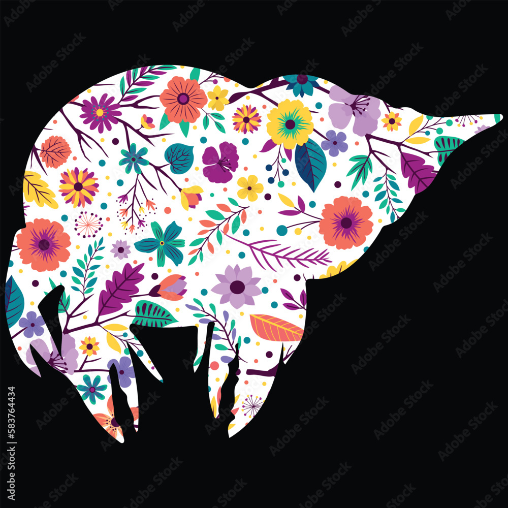 Hermit Crabs Vector, Hermit Crabs Flower Pattern vector, cute Hermit