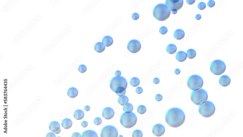 青い泡・バブル・シャボン玉の透明背景素材