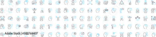 Human mind vector line icons set. Thought, Intellect, Psychoanalysis, Consciousness, Cognition, Memory, Imagination illustration outline concept symbols and signs
