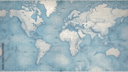 Fototapeta Naklejka Na Ścianę i Meble -  Abstract vintage map in blue, generative ai composite.