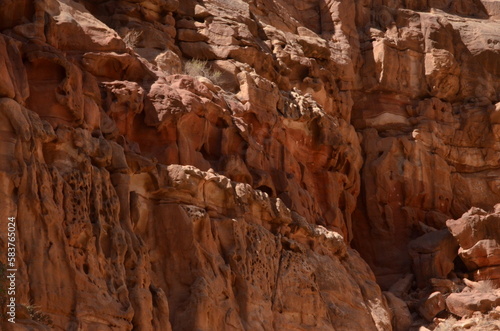Details of the beautiful rocks and canyons of Wadi Ghweir in the Jordan desert