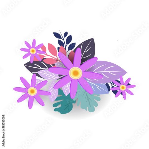 Fototapeta Naklejka Na Ścianę i Meble -  White background purple flower vector graphic illustration