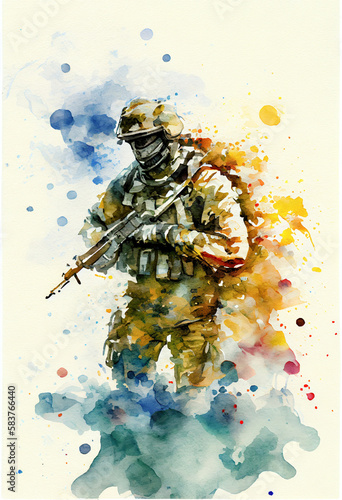 Painting of a modern soldiers concept made with generative AI