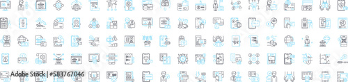 Financial technology innovations vector line icons set. Fintech, FinTech, Financial-Tech, FinTechs, Innovations, Banking-Tech, Payment-Tech illustration outline concept symbols and signs