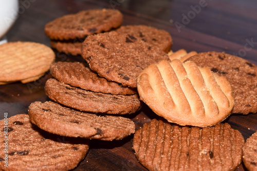 Biscuit on the wooden table background